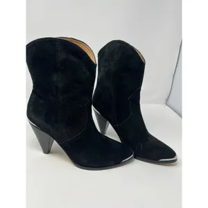 Joie Garner Western‎ Booties Black Suede Pointed Toe Cone Heel Ankle Boots 7.5 thumbnail 2