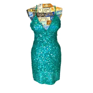 Scala teal sequin dress size 8 thumbnail 2