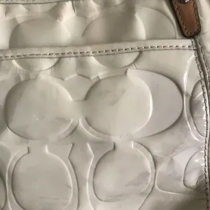 COACH Cream Leather All Over Logo Handbag thumbnail 2