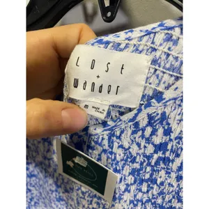 Lost + Wander Midi Dress Womens M Blue Floral Smocked‎ Ruffle Sleeve Cottagecore thumbnail 4