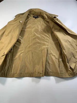 Talbots Cotton Silk Blend Khaki Double-Breasted Trench Coat thumbnail 7