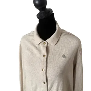 Ralph Lauren Waffle Knit Shirt Button Up Shacket Womens S Quiet Luxury Crest thumbnail 2