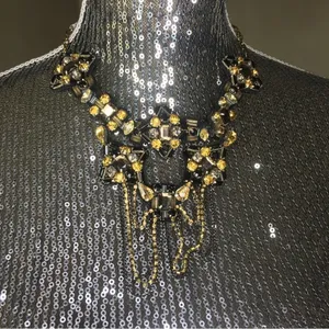 New Free People Black Suede Jeweled Choker Collar thumbnail 5
