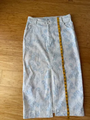 For Love & Lemons Chantal Blue Floral Swan Denim Midi Skirt M thumbnail 7