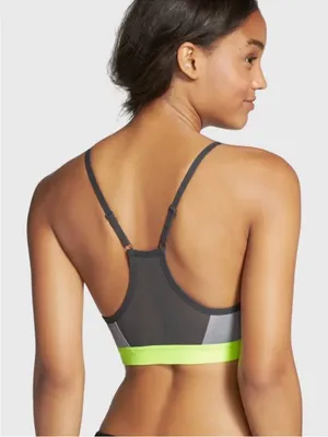 Nike Pro Indy Dri-FIT Gray Neon Yellow Mesh Sports Bra Size Large thumbnail 6