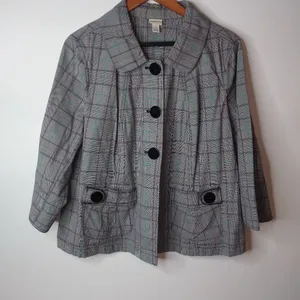 Venezia 18 Black White Fine Plaid Jacket Plus Green thumbnail 1