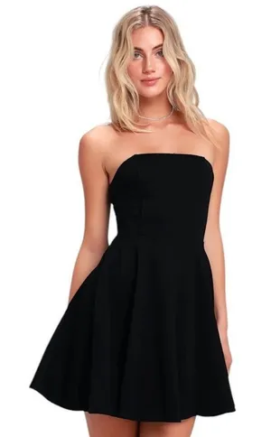 Lulus Black Strapless Cocktail Mini Dress Size Small NWT thumbnail 1