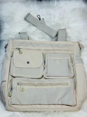 Everyday Utility Tote Bag in Light Beige - Multiple Pockets thumbnail 13