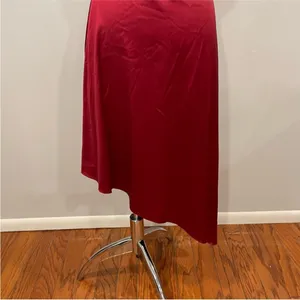 Lulus Sereno Wine Satin Cowl Neck Asymmetrical Midi Dress Small S thumbnail 5