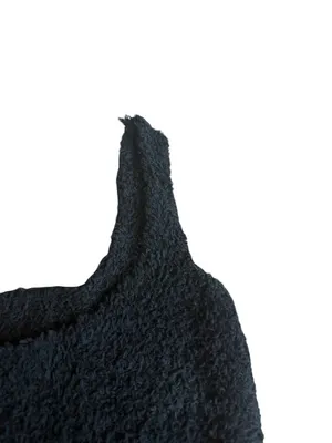 Skims Cozy Knit Fuzzy Teddy Sherpa Tank Top Black Onyx Stretch Size XS Women's thumbnail 7