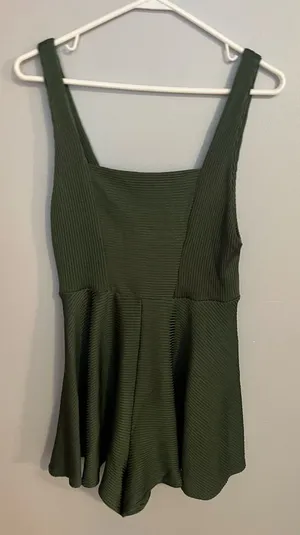 Urban Outfitters Army‎ Green Ribbed Romper Size M thumbnail 1