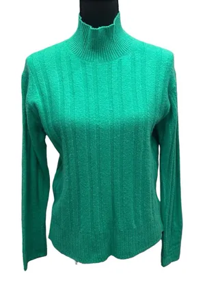 J.Crew Women's XS‎ Green Merino Wool Alpaca Rib Knit Mock Neck Sweater Fall Cozy thumbnail 1
