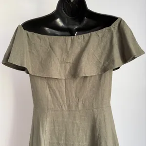 Saks Fifth Ave. Green Off Shoulder Midi Dress cottagecore ‎ Ruffle Size 2 thumbnail 6