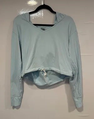 Light Blue Gymshark‎ Women's Hooded Cropped Pullover thumbnail 1