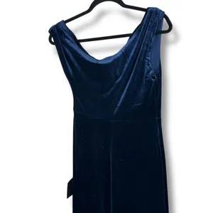 NEW Lulus Coveted Confidence Navy Blue Velvet Asymmetrical Maxi Dress Small thumbnail 8