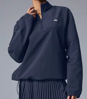 Alo Yoga Light Weight Takeaway Track Pullover Navy S thumbnail 1