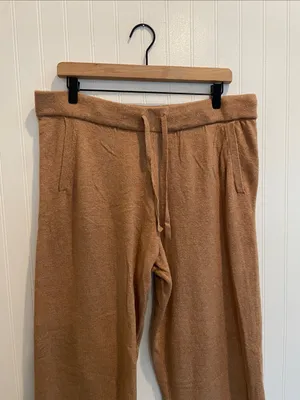 GAP Softest Sweater Sweats Pants Pull On Wide Leg in Camel Tan Size L thumbnail 4