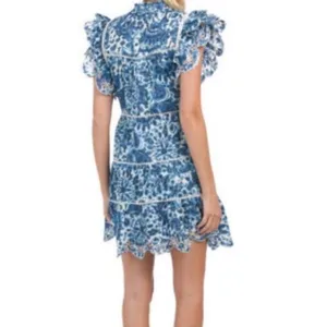 House of Harlow Melba Blue Floral Ruffle Button Front Sleeveless Mini Dress XS thumbnail 8