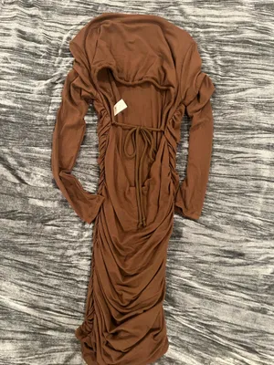 Naked Wardrobe Brown Ruched Dress Size M thumbnail 2