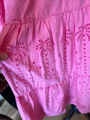 crown & ivy Bright Pink Eyelet Tiered Midi Dress thumbnail 9