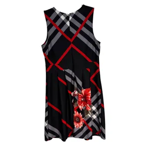 Venus Black‎ Red Gray Plaid Floral Sleeveless Knee Length Dress Women's Size L thumbnail 9