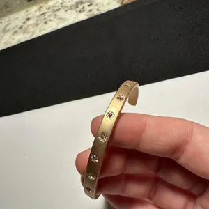 Women’s Rosy Gold Tone Rhinestone Cuff Bangle Bracelet 6 3/4 Inch thumbnail 4