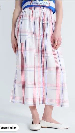 Free assembly White Plaid Button Front Maxi Skirt Size XL thumbnail 1