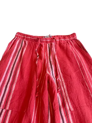 Urban Outfitters Red Striped Wide Leg Linen Pants Cargo Bohemian X-Small Women's thumbnail 2