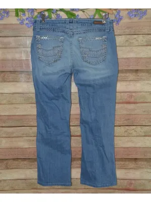Wrangler Rock 47 Blue Jeans Low Rise Embroidered Western Size 34”x 27” Short thumbnail 5