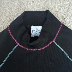 Princess Polly Black Ribbed Crop Top with Colorful Trim thumbnail 3
