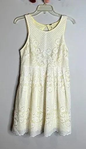 Free People Rocco White & Yellow Lace Dress thumbnail 1