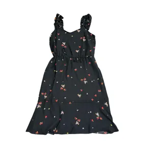 Who What Wear Black Floral Ruffle Sleeveless Dress SZ M Botanical Whimsy Artsy thumbnail 2
