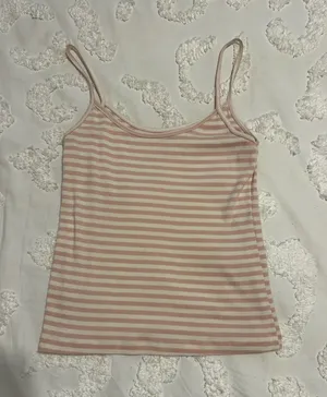 Brandy Melville Tank Top White with stripes thumbnail 1