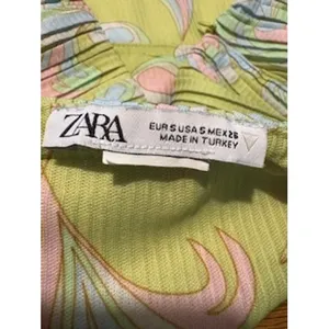 ZARA Crop Top Small‎ Green Abstract Paisley Bustier Ribbed Summer Boho Retro Y2K thumbnail 5