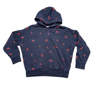 Starfit‎ Cherry Print Hoodie Womens Medium Navy Blue Excellent Fleece Sweatshirt thumbnail 1