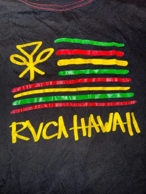 RVCA Hawaii Crop Short Sleeve T-Shirt Vintage Wash Black Size Medium thumbnail 5