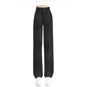 NEW Black Striped Wide Leg Pants Career Straight M 28” inseam thumbnail 4