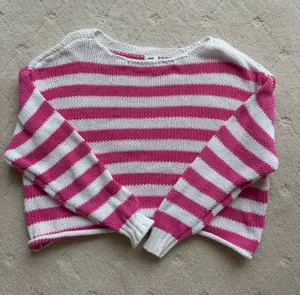 aerie pink striped boatneck sweater thumbnail 1
