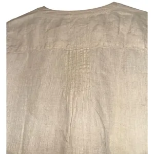 Coldwater Creek 100% Linen Tan Cream‎ Button Up Top Small Pintuck Lightweight thumbnail 4