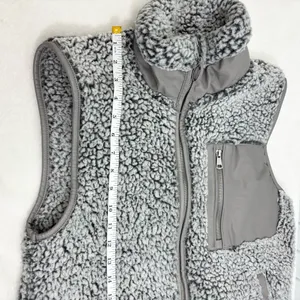 Abercrombie & Fitch Vest Women Small Sherpa Fleece Jacket Gray Leather‎ Pocket S thumbnail 10