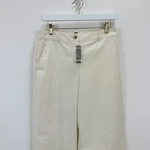 J.Crew Full Length Wide Leg Trouser Cotton Linen Blend Ivory Relaxed US 6 NWT thumbnail 13