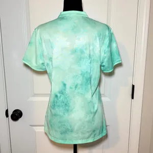Nike Dri-FIT Floral Tie Dye Golf Polo Shirt Mint Green Teal Womens Medium thumbnail 2