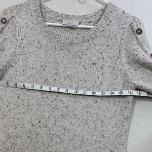 LOFT Heather Gray Long Sleeve Dress with Button Details thumbnail 7
