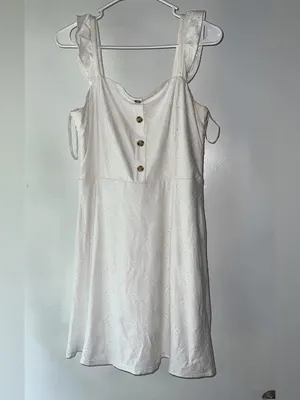 As U Wish White Eyelet Button Mini Dress thumbnail 2