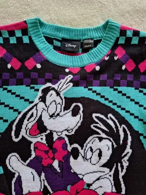 Disney Goof Troop Retro Holiday Sweater S/M Womens Goofy Max Ugly Christmas thumbnail 2