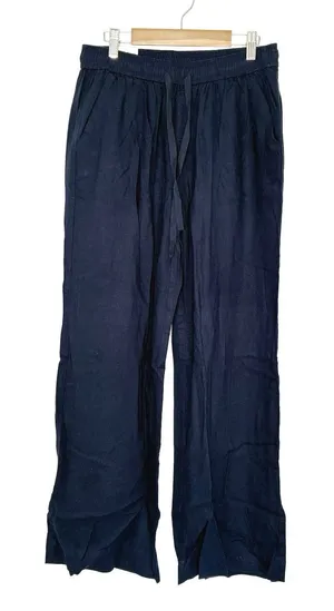 Briggs Navy Blue Linen Blend Pants High Rise Straight Leg NWT Womens Medium thumbnail 1
