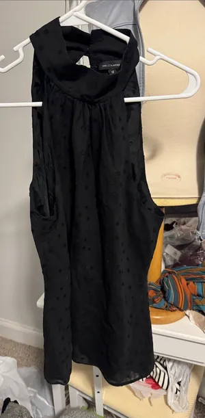 Black Sleeveless Textured Halter tunic thumbnail 1