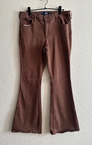 Hollister Flare Jeans 15L Brown High Rise Wide Leg Stretch‎ Denim Pants thumbnail 1