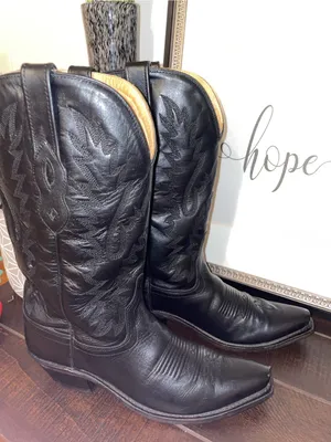 Old West Black Leather Western Heeled Boots LF1510 Size 6 thumbnail 6