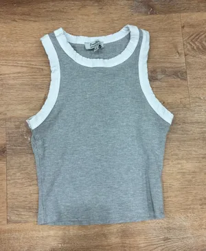 Faded rose grey and white tank top thumbnail 1